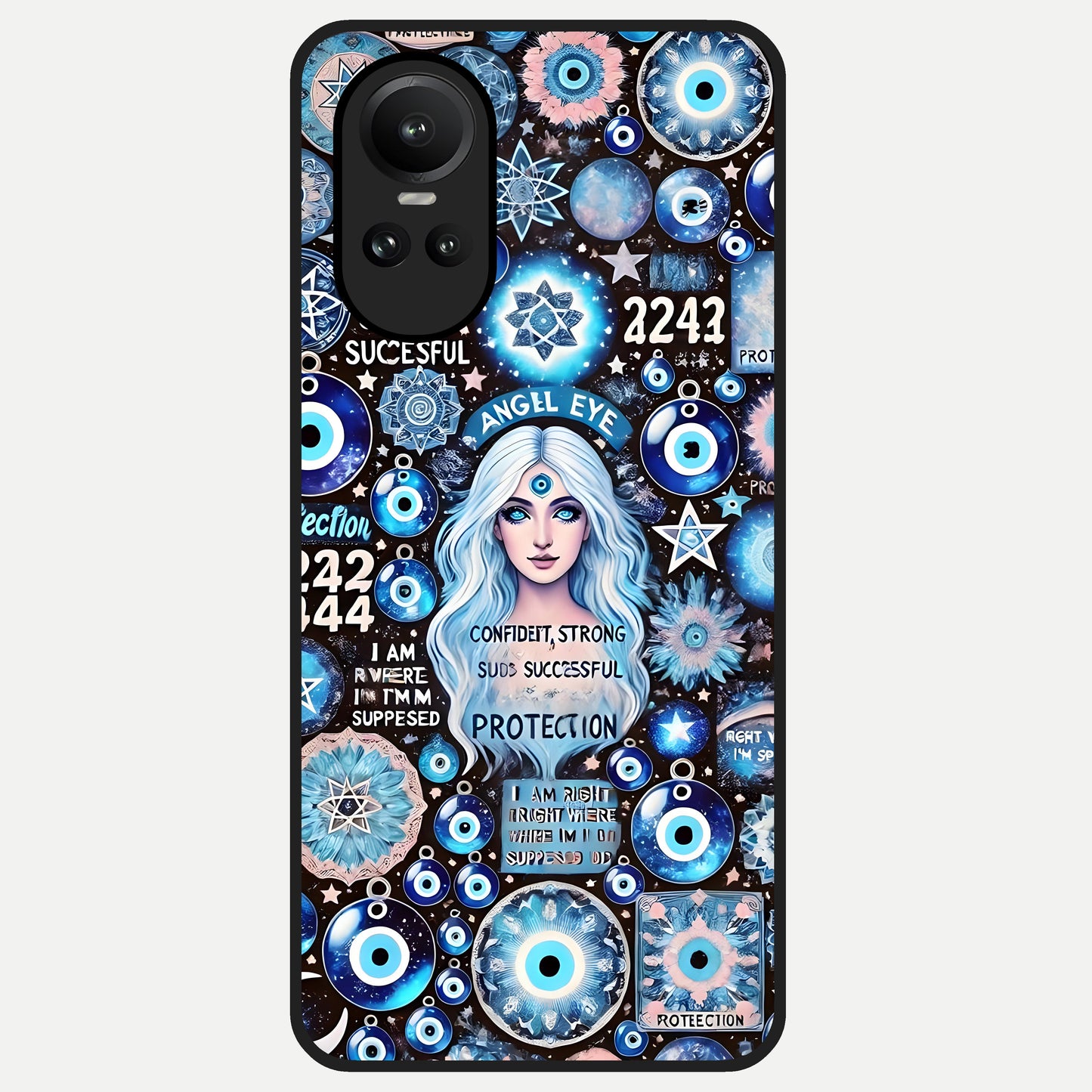  Angel Aura Shield Glass Case For Oppo Reno 10 back cover – full design glossy printed glass finish