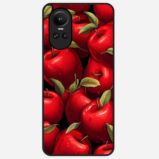  Apple Pattern Glass Case For Oppo Reno 10 back cover – full design glossy printed glass finish