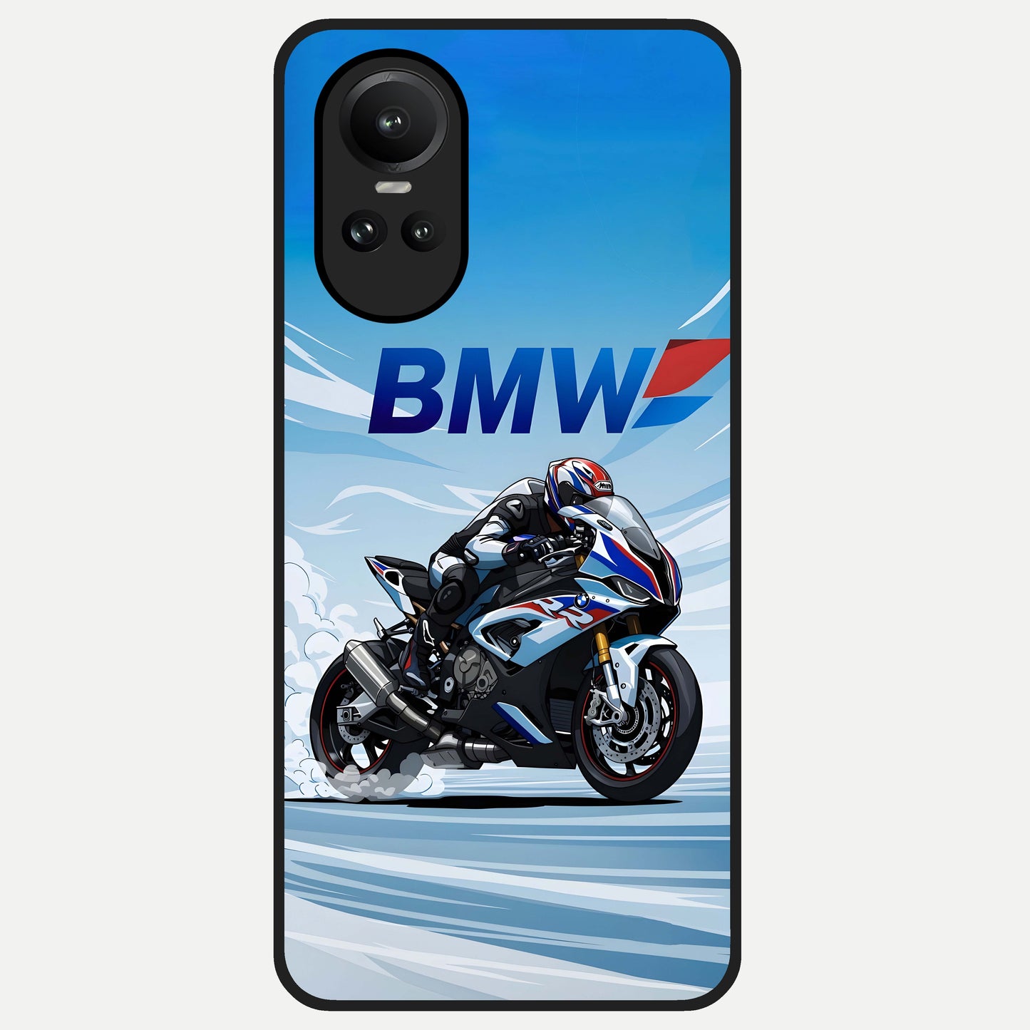  BMW Power Drift Glass Case For Oppo Reno 10 back cover – full design glossy printed glass finish