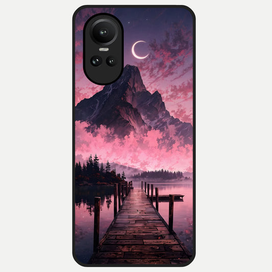  Beautiful Mountain View Glass Case For Oppo Reno 10 back cover – full design glossy printed glass finish