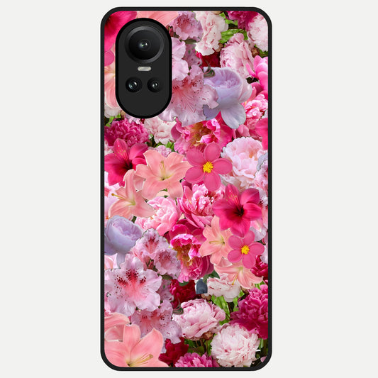  Bloom Crush Fantasy Glass Case For Oppo Reno 10 back cover – full design glossy printed glass finish