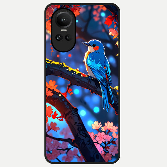  Blooming Water Drift Glass Case For Oppo Reno 10 back cover – full design glossy printed glass finish