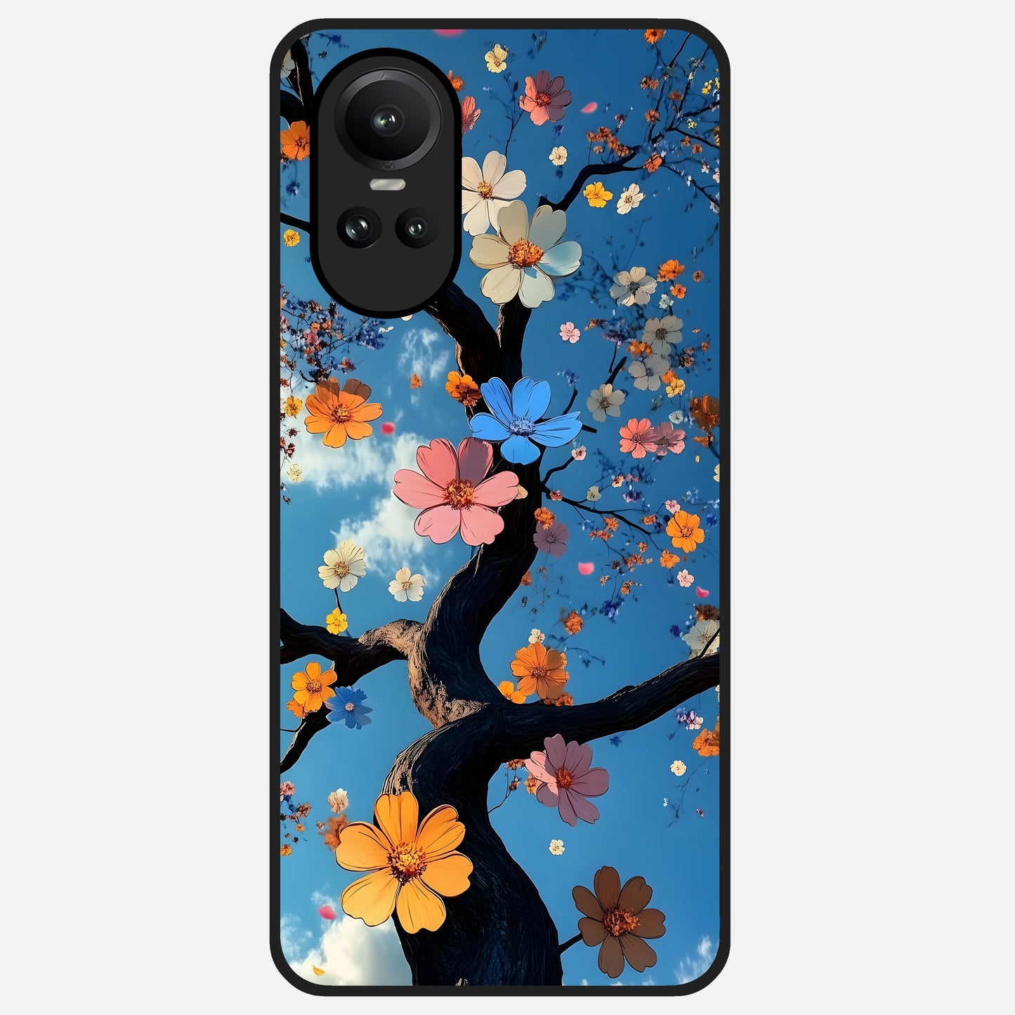  Blossom Dream Sky Glass Case For Oppo Reno 10 back cover – full design glossy printed glass finish