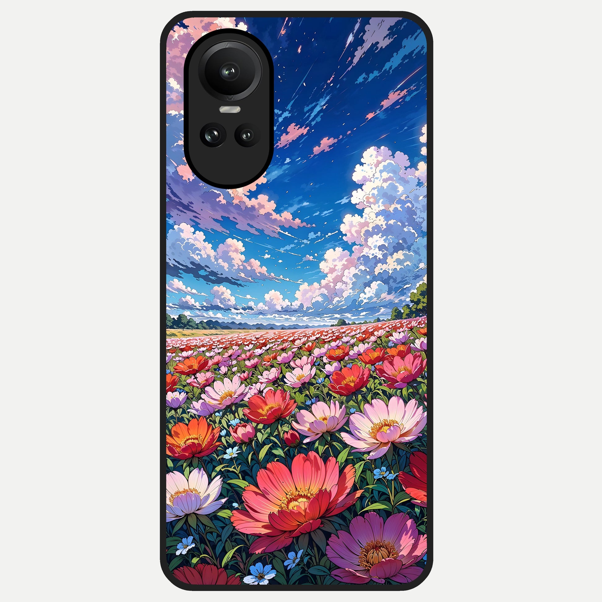  Blossom Sky Field Glass Case For Oppo Reno 10 back cover – full design glossy printed glass finish