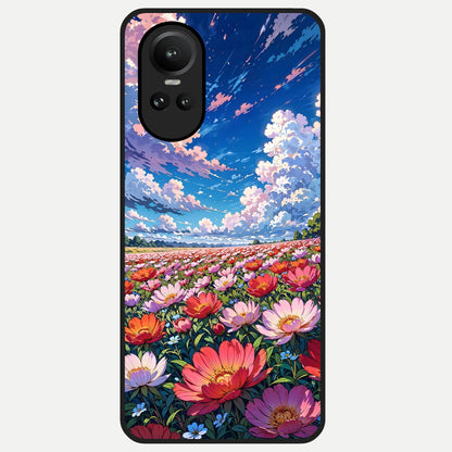  Blossom Sky Field Glass Case For Oppo Reno 10 back cover – full design glossy printed glass finish