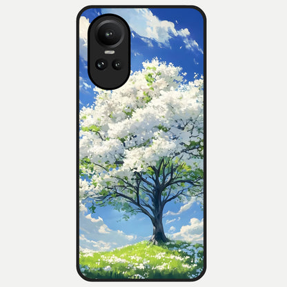  Blossom Sky Serenity Glass Case For Oppo Reno 10 back cover – full design glossy printed glass finish