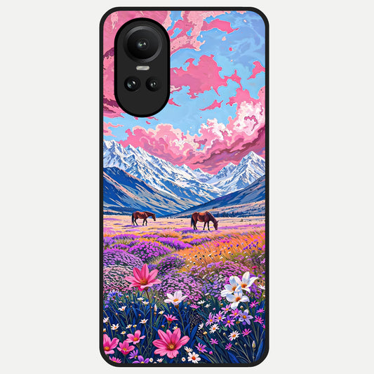  Blossom Valley Dream Glass Case For Oppo Reno 10 back cover – full design glossy printed glass finish