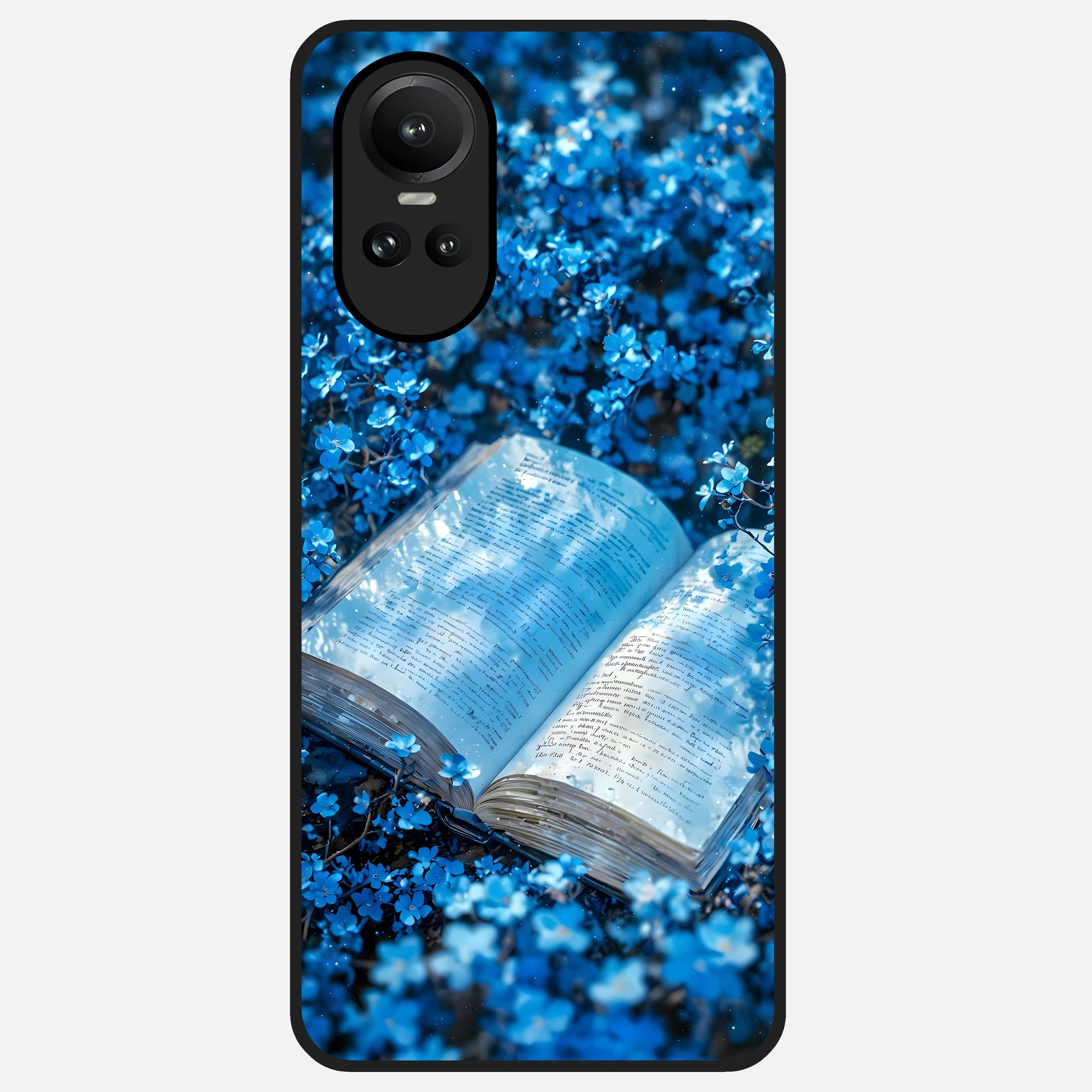  Blue Bloom Tales Glass Case For Oppo Reno 10 back cover – full design glossy printed glass finish