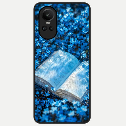  Blue Bloom Tales Glass Case For Oppo Reno 10 back cover – full design glossy printed glass finish