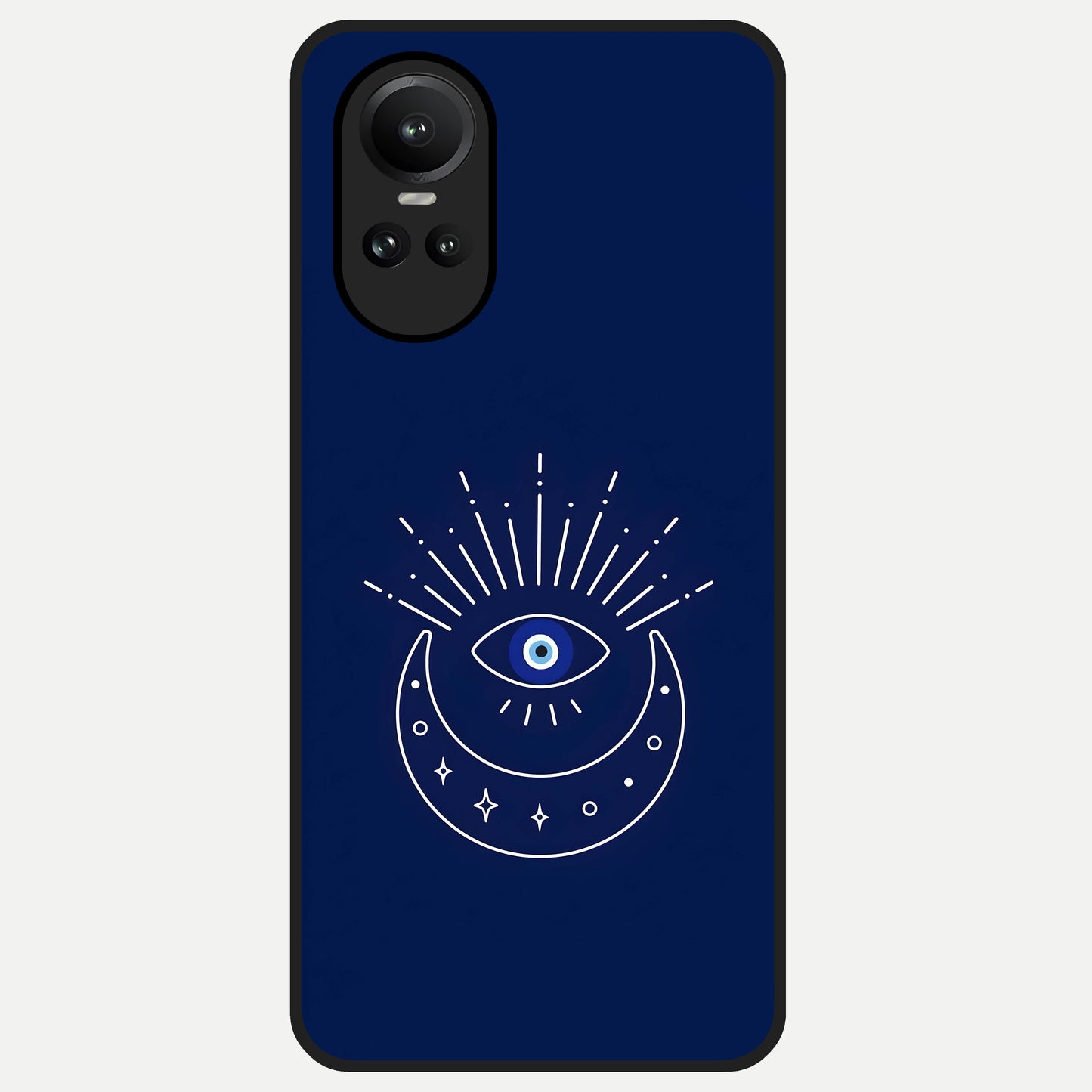  Blue Evil Eye Glass Case For Oppo Reno 10 back cover – full design glossy printed glass finish