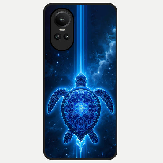  Blue Galaxy Turtle Glass Case For Oppo Reno 10 back cover – full design glossy printed glass finish