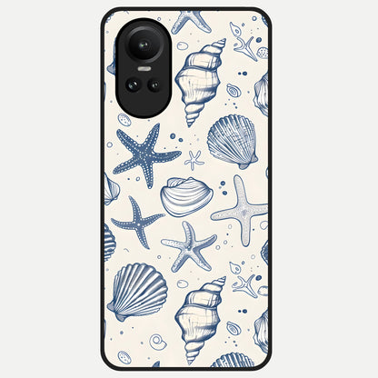  Blue Ocean Outline Glass Case For Oppo Reno 10 back cover – full design glossy printed glass finish