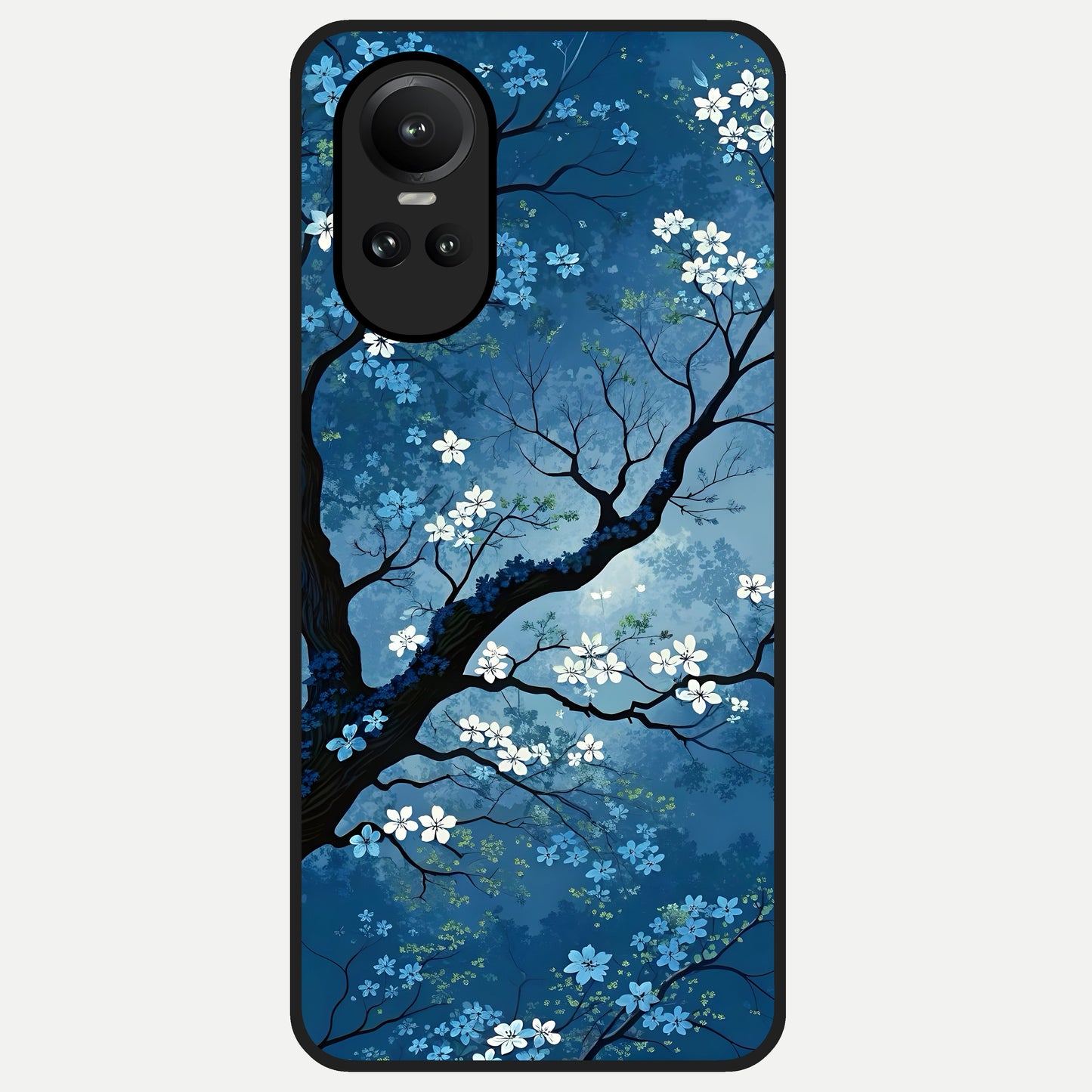  Blue Tree Serenity Glass Case For Oppo Reno 10 back cover – full design glossy printed glass finish