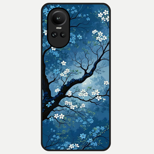  Blue Tree Serenity Glass Case For Oppo Reno 10 back cover – full design glossy printed glass finish