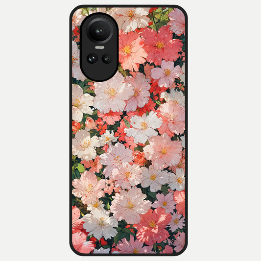  Blush Bloom Field Glass Case For Oppo Reno 10 back cover – full design glossy printed glass finish