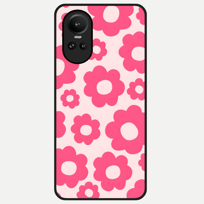  Blush Flower Pop Glass Case For Oppo Reno 10 back cover – full design glossy printed glass finish