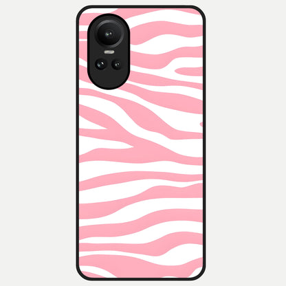  Blush Zebra Flow Glass Case For Oppo Reno 10 back cover – full design glossy printed glass finish