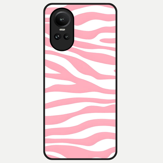  Blush Zebra Flow Glass Case For Oppo Reno 10 back cover – full design glossy printed glass finish