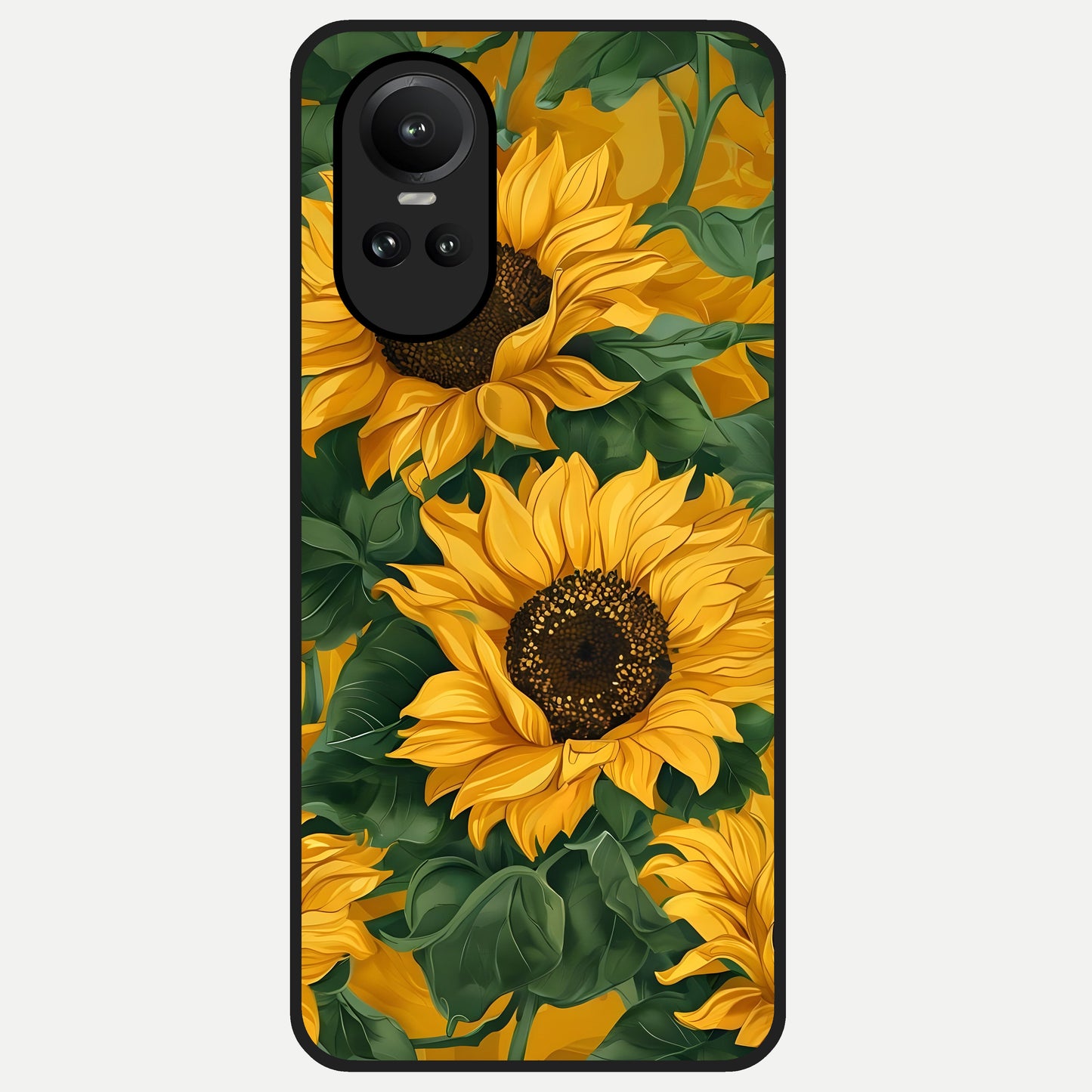  Bright Sunflower Bloom Glass Case For Oppo Reno 10 back cover – full design glossy printed glass finish
