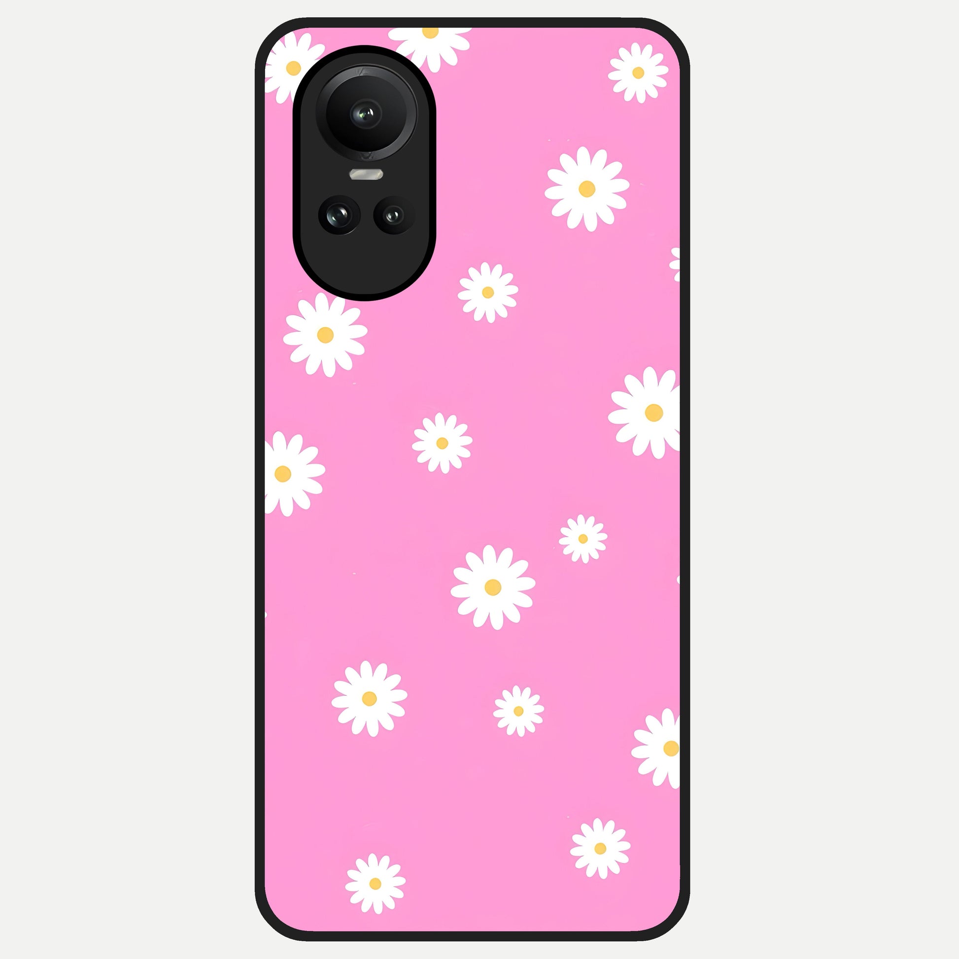  Bubblegum Daisy Pop Glass Case For Oppo Reno 10 back cover – full design glossy printed glass finish
