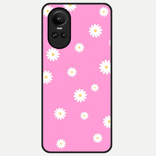  Bubblegum Daisy Pop Glass Case For Oppo Reno 10 back cover – full design glossy printed glass finish