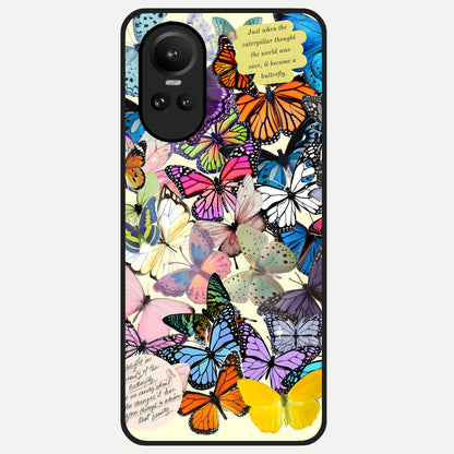  Butterflies Petal Dream Glass Case For Oppo Reno 10 back cover – full design glossy printed glass finish