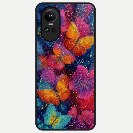  Butterfly Dream Mist Glass Case For Oppo Reno 10 back cover – full design glossy printed glass finish