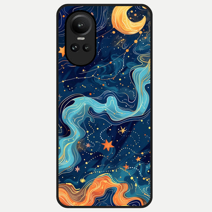  Celestial Dream Flow Glass Case For Oppo Reno 10 back cover – full design glossy printed glass finish