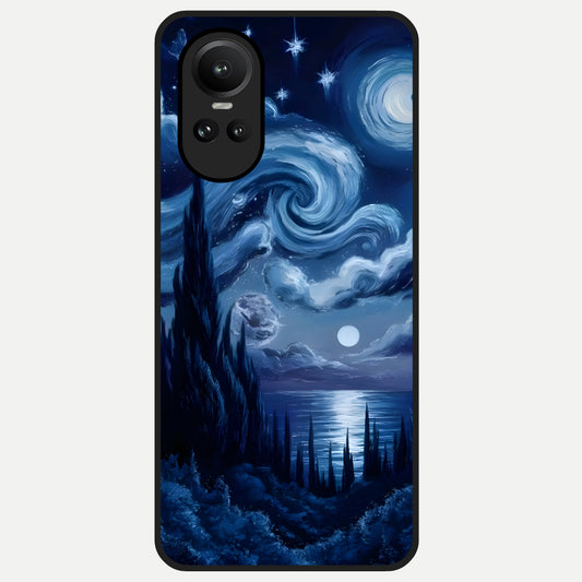  Celestial Dream Van Gogh Glass Case For Oppo Reno 10 back cover – full design glossy printed glass finish