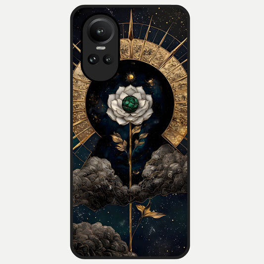  Celestial Lotus Morang Glass Case For Oppo Reno 10 back cover – full design glossy printed glass finish