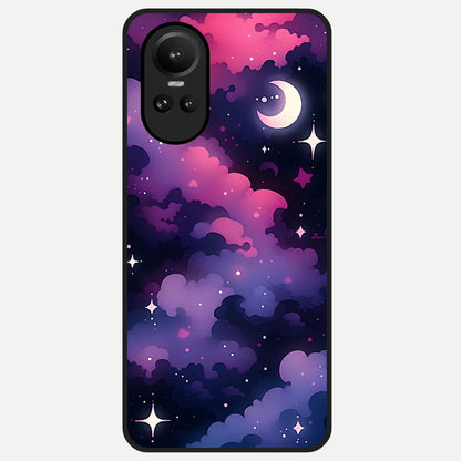  Celestial Moon Magic Glass Case For Oppo Reno 10 back cover – full design glossy printed glass finish