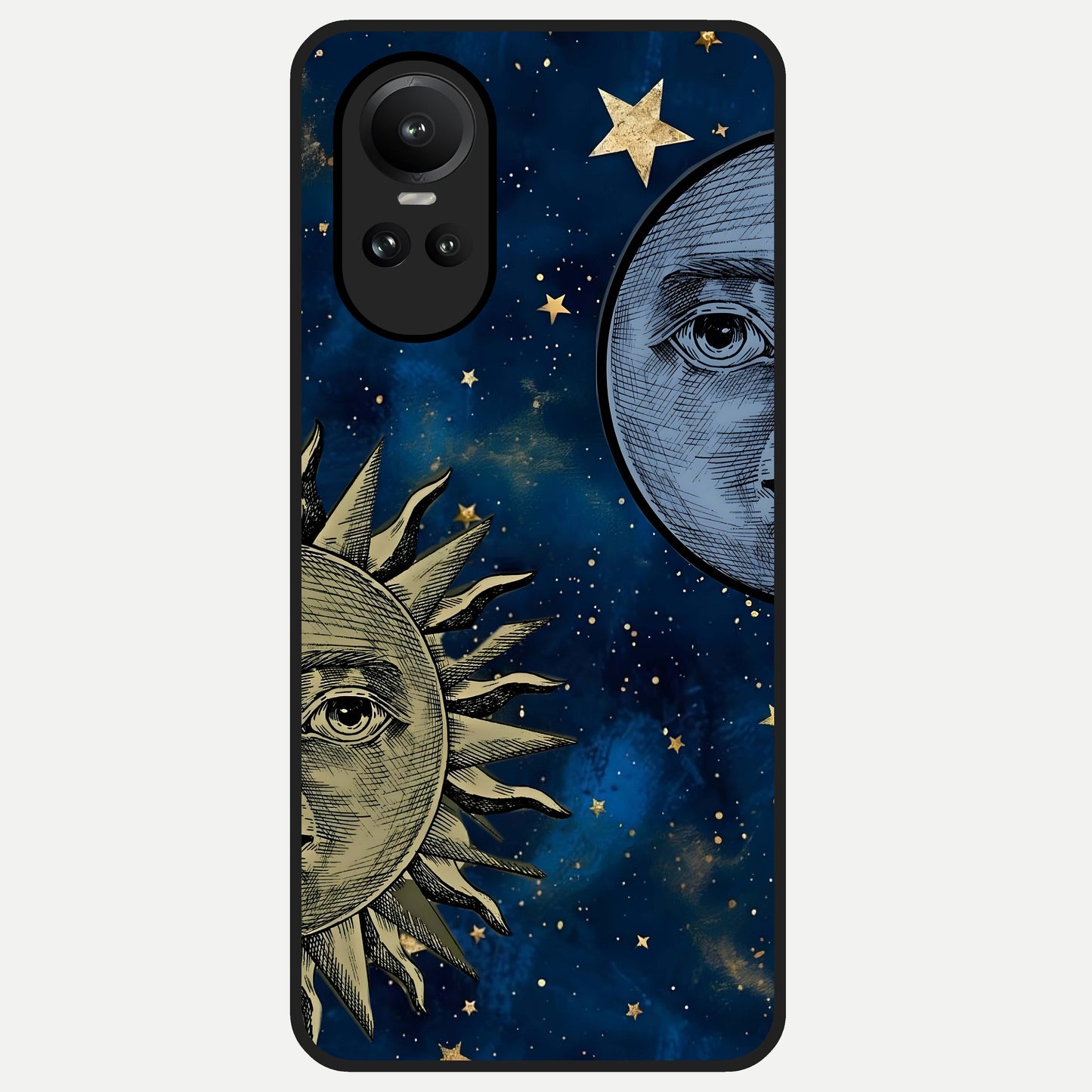  Celestial Moon With Sun Glass Case For Oppo Reno 10 back cover – full design glossy printed glass finish