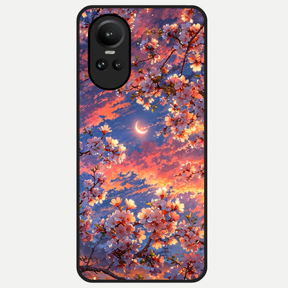  Celestial Sakura Sunset Glass Case For Oppo Reno 10 back cover – full design glossy printed glass finish