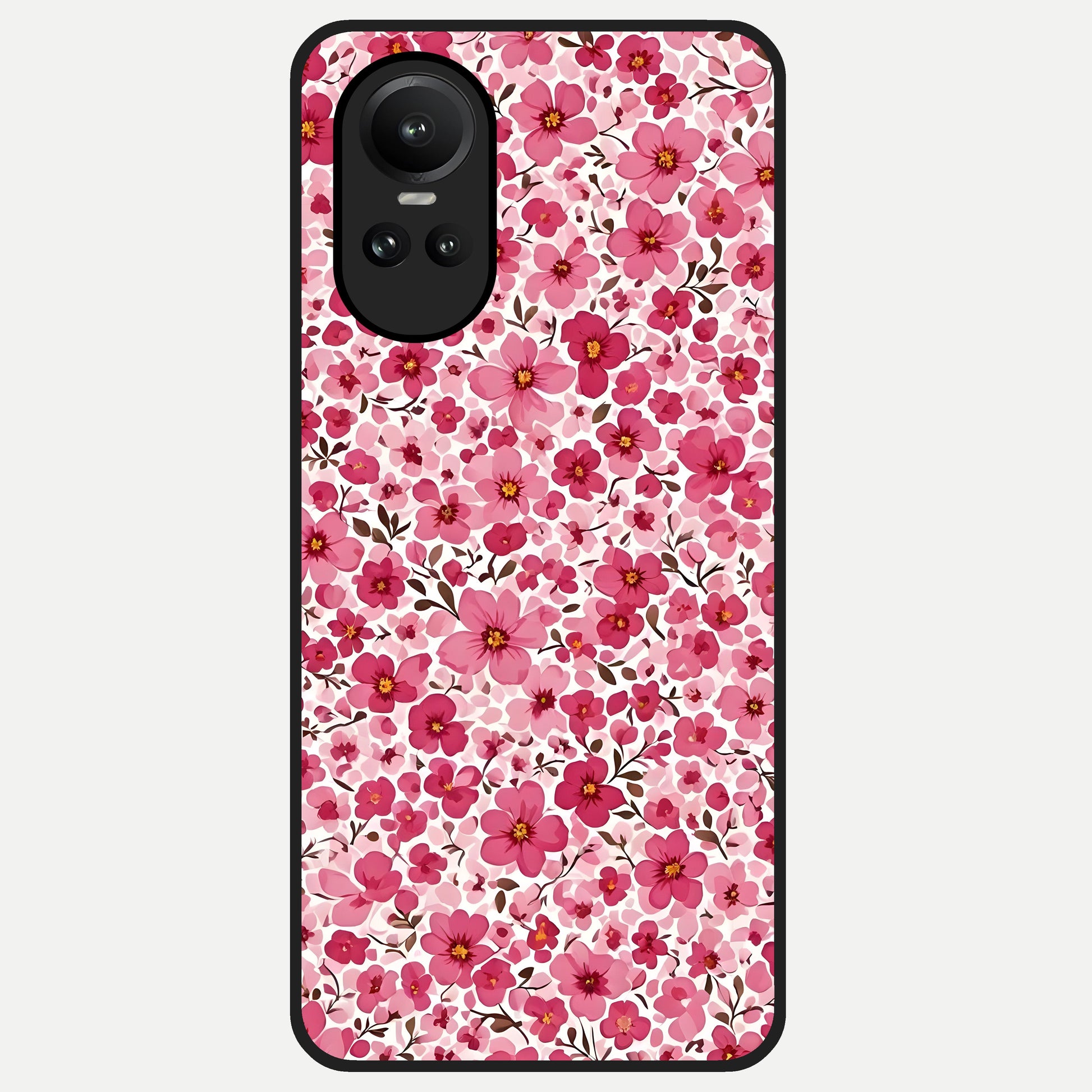  Cherry Blossom Charm Glass Case For Oppo Reno 10 back cover – full design glossy printed glass finish