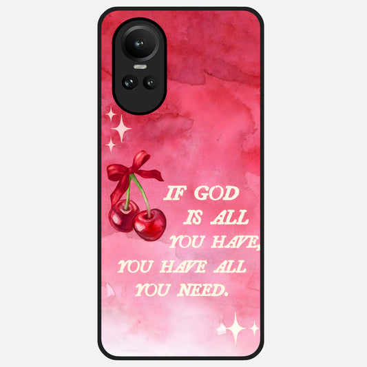  Cherry Quote Glass Case For Oppo Reno 10 back cover – full design glossy printed glass finish