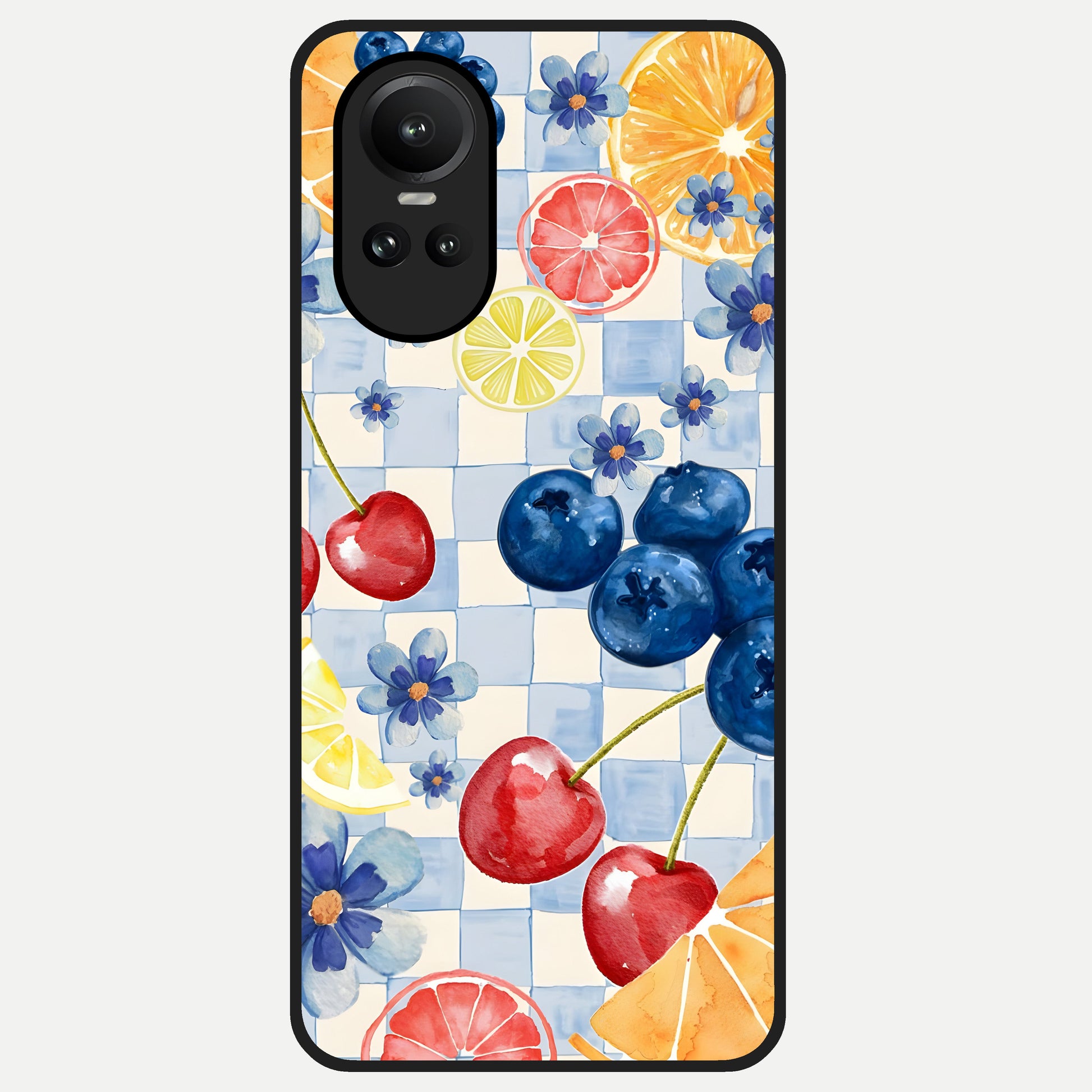  Citrus Bloom Joy Glass Case For Oppo Reno 10 back cover – full design glossy printed glass finish
