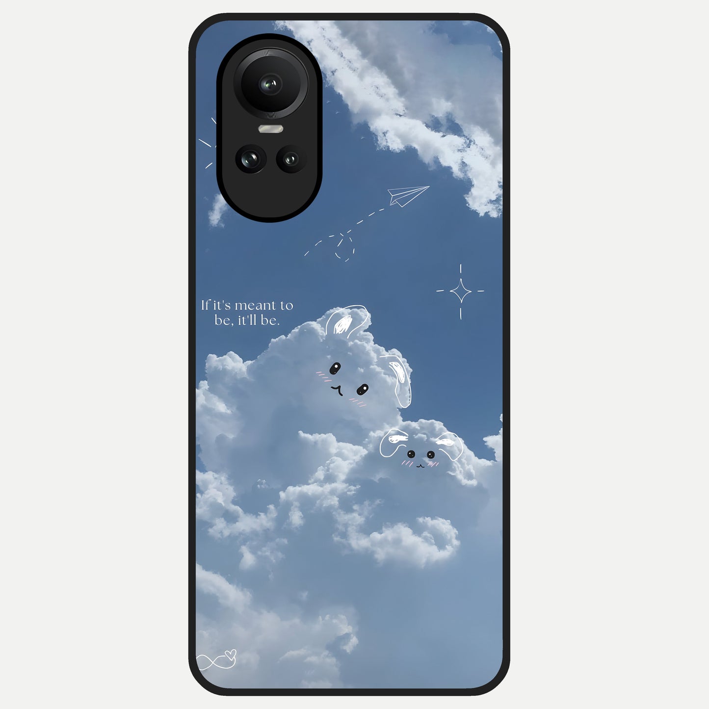  Cloud Bunny Dreams Glass Case For Oppo Reno 10 back cover – full design glossy printed glass finish