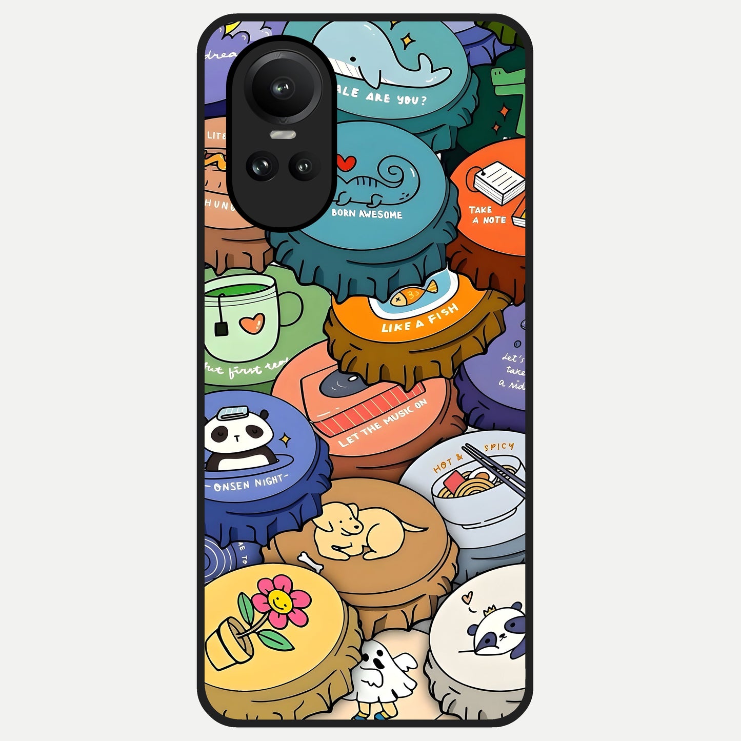  Coins Patterns Glass Case For Oppo Reno 10 back cover – full design glossy printed glass finish