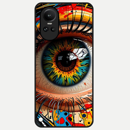  Colorful Eye Glass Case For Oppo Reno 10 back cover – full design glossy printed glass finish
