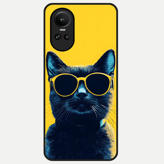  Cool Cat Vibes Glass Case For Oppo Reno 10 back cover – full design glossy printed glass finish