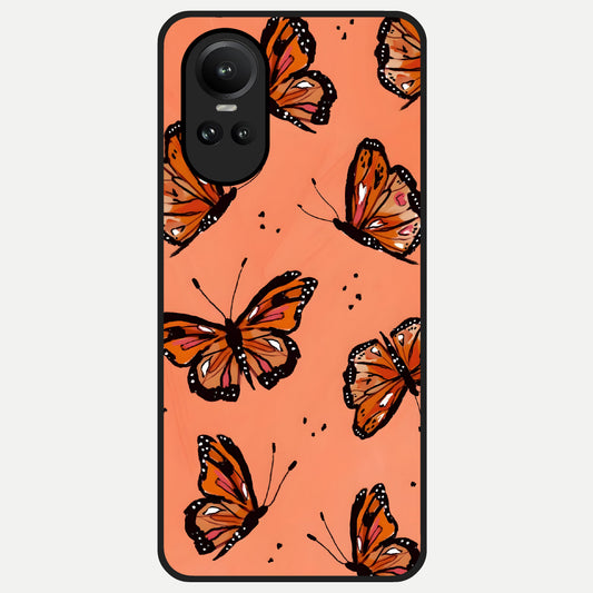  Coral Wing Butterfly Glass Case For Oppo Reno 10 back cover – full design glossy printed glass finish