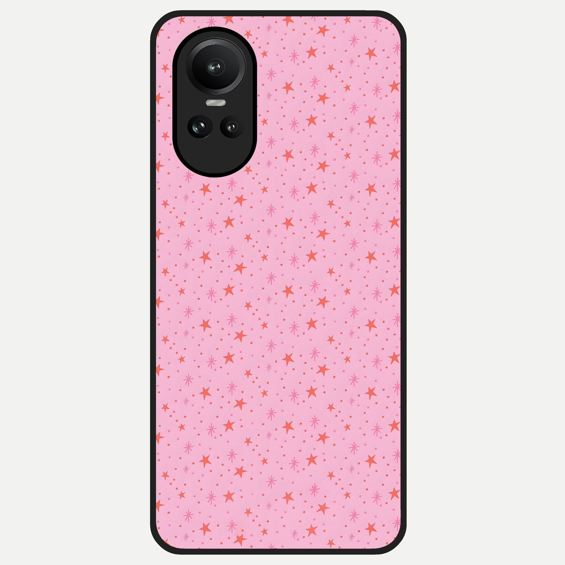  Cosmic Pink Sparkle Glass Case For Oppo Reno 10 back cover – full design glossy printed glass finish