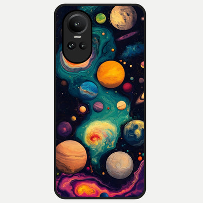  Cosmic Planet Journey Glass Case For Oppo Reno 10 back cover – full design glossy printed glass finish