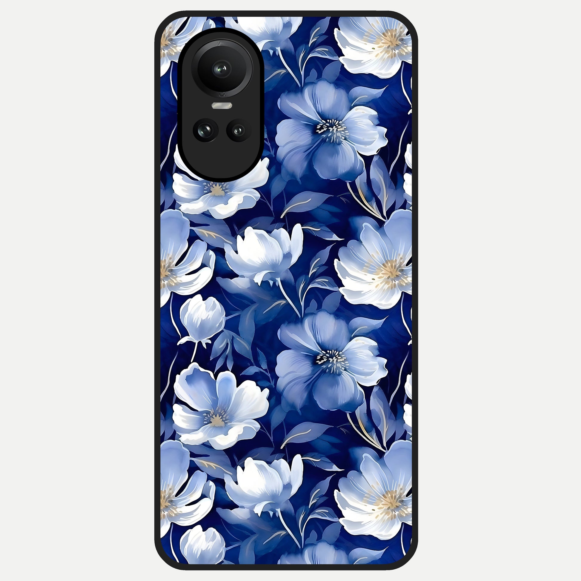  Cute Floral Patterns Glass Case For Oppo Reno 10 back cover – full design glossy printed glass finish