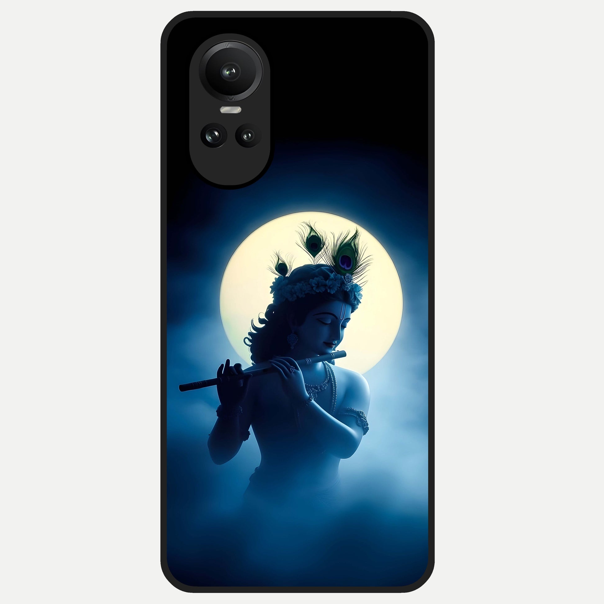  Divine Moon Flute Glass Case For Oppo Reno 10 back cover – full design glossy printed glass finish