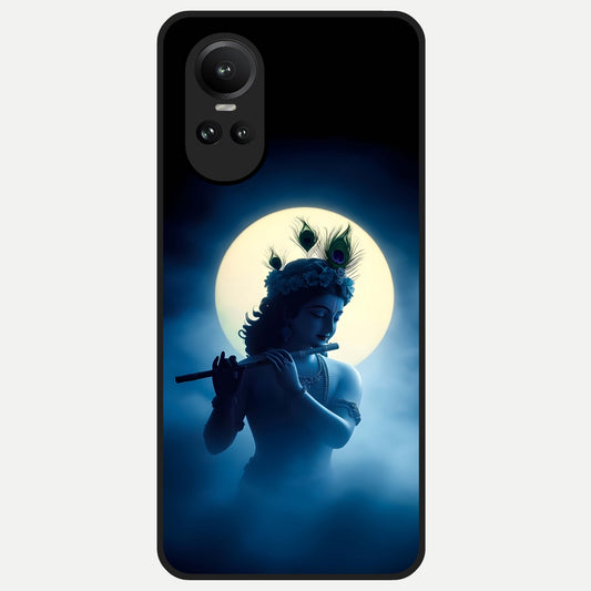  Divine Moon Flute Glass Case For Oppo Reno 10 back cover – full design glossy printed glass finish