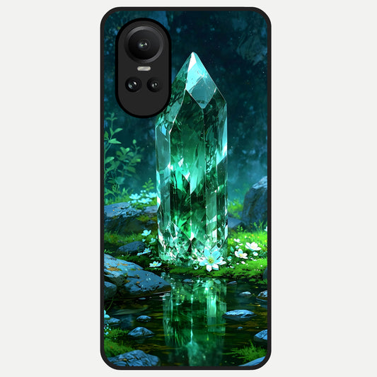  Emerald Light Crystal Glass Case For Oppo Reno 10 back cover – full design glossy printed glass finish