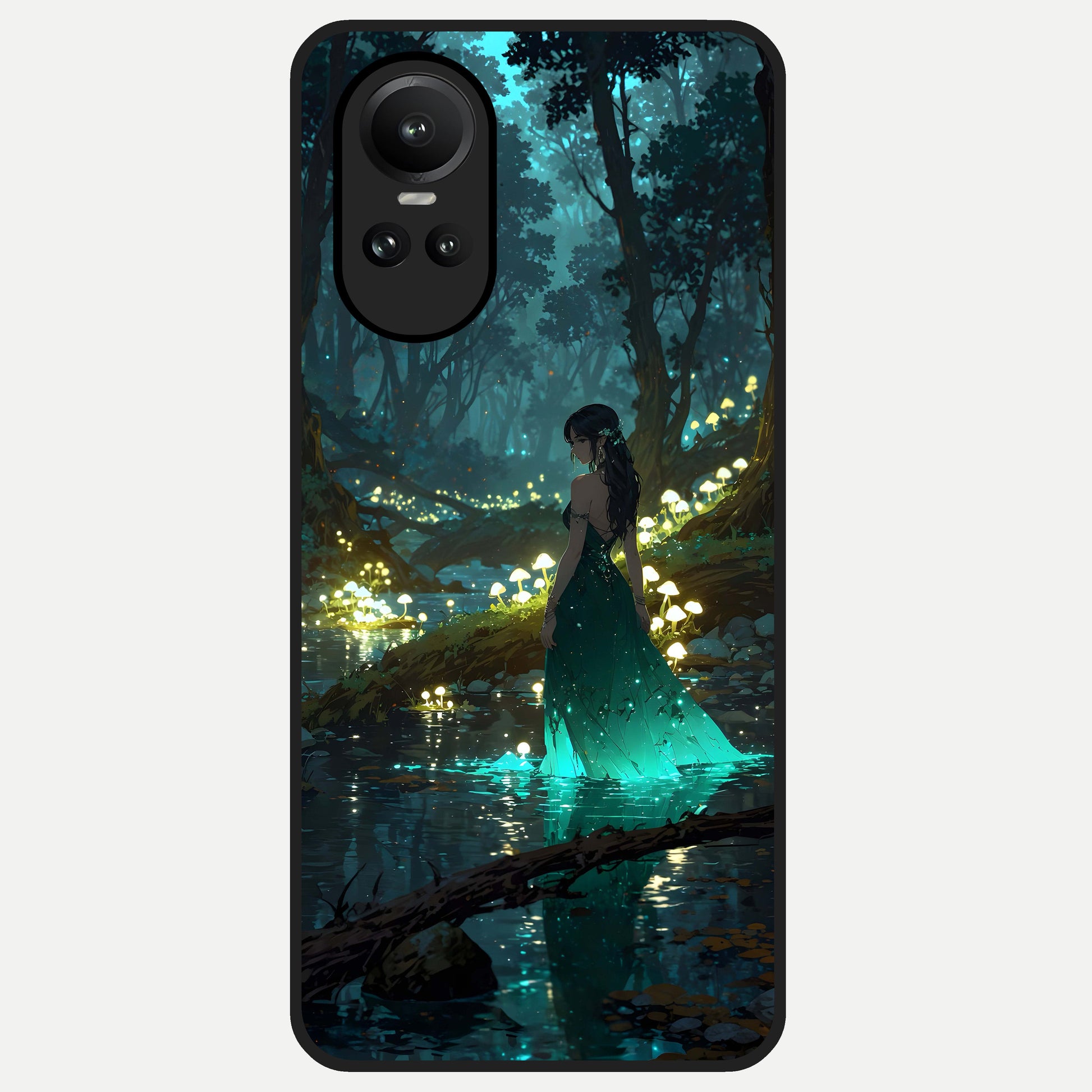  Enchanted Forest Glow Glass Case For Oppo Reno 10 back cover – full design glossy printed glass finish