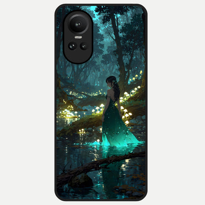  Enchanted Forest Glow Glass Case For Oppo Reno 10 back cover – full design glossy printed glass finish