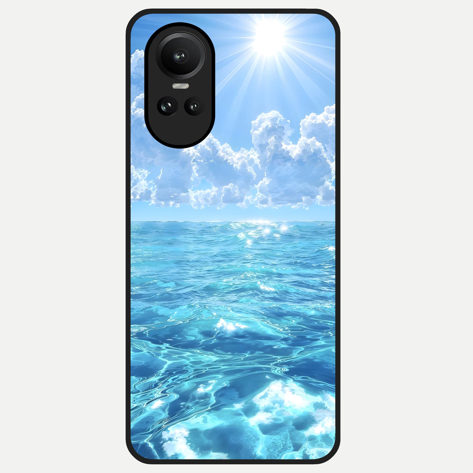  Endless Ocean Horizon Glass Case For Oppo Reno 10 back cover – full design glossy printed glass finish